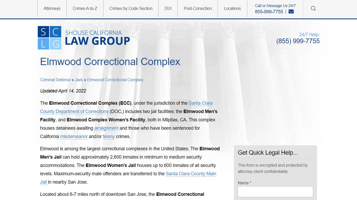 Information For The "The Elmwood Correctional Complex" In ...